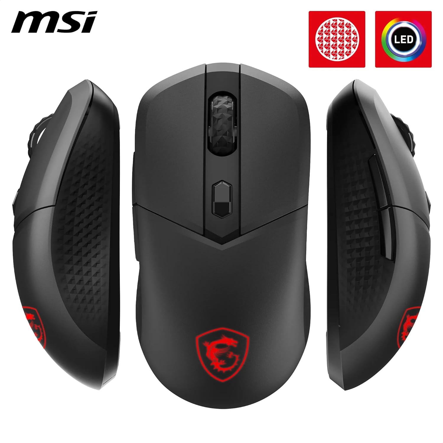 MSI Versa 300 W – RATÓN Gaming INALÁMBRICO – Sensor óptico 8000 dpi, 1000 Hz tasa de frecuencia, Simétrico, 6 Botones, 50 Horas de batería, 1ms de latencia, RGB, 60g – con Cable/sin Cable 7