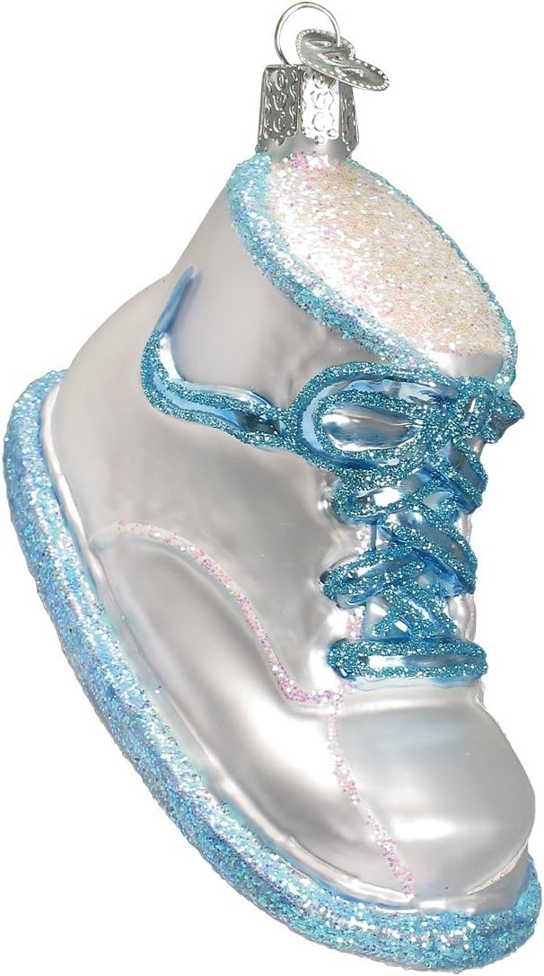 Old World Christmas Ornaments Blue Baby Shoe Glass Blown Ornaments for Christmas Tree