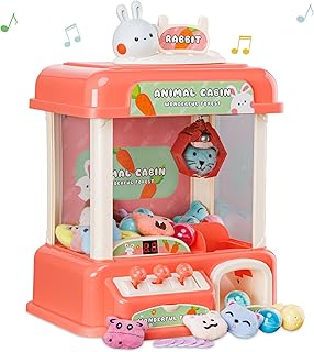 Mini Claw Machine for Kids 4-8|Rabbit Electronic Arcade Game Indoor Toy for Tiny Stuff Small Fun Cool Things|Vending Machine Candy Grabber Coins Pusher,Great Birthday Gift for 6 7 8 9 Year Old Girls