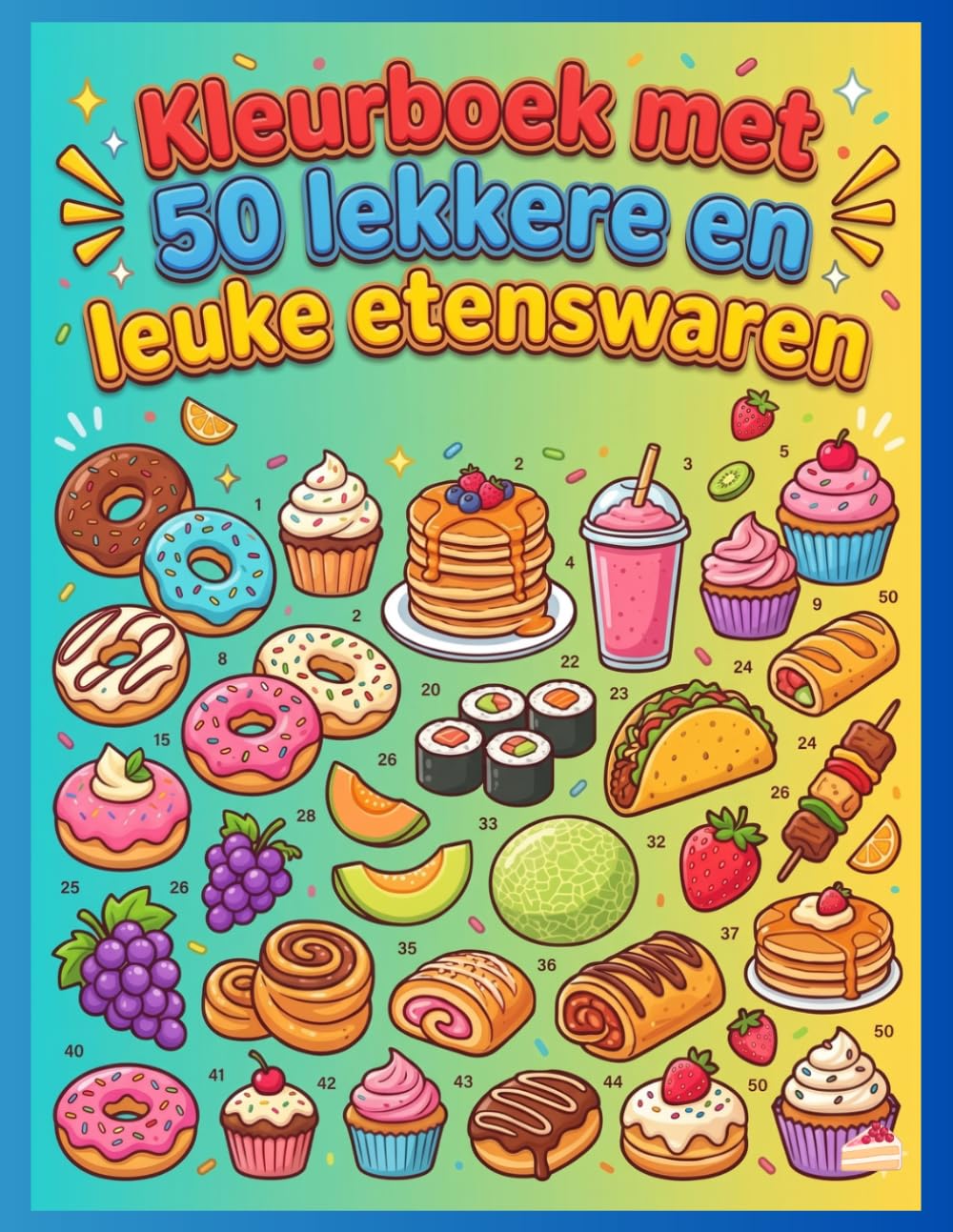 Kleurboek met 50 lekkere en leuke etenswaren