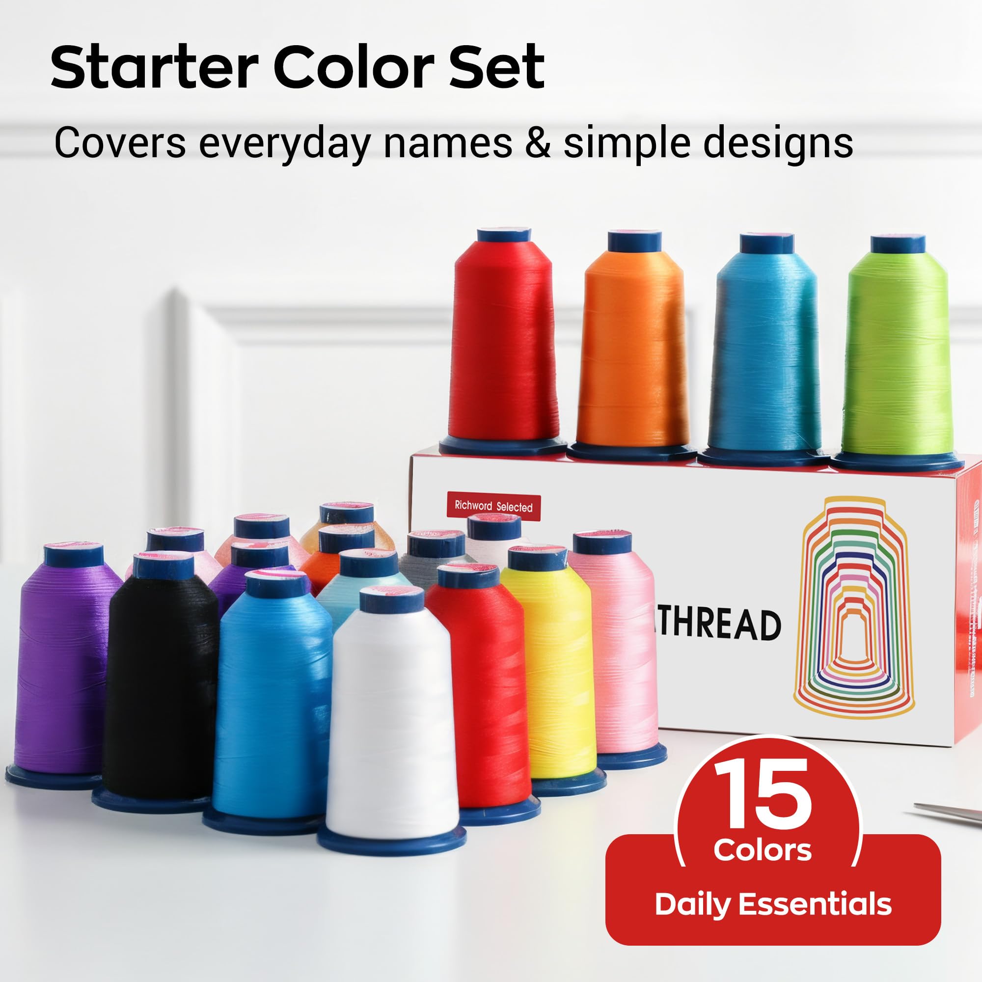 Embroidery Thread Kit - 15 Colors, Vibrant & Durable -5