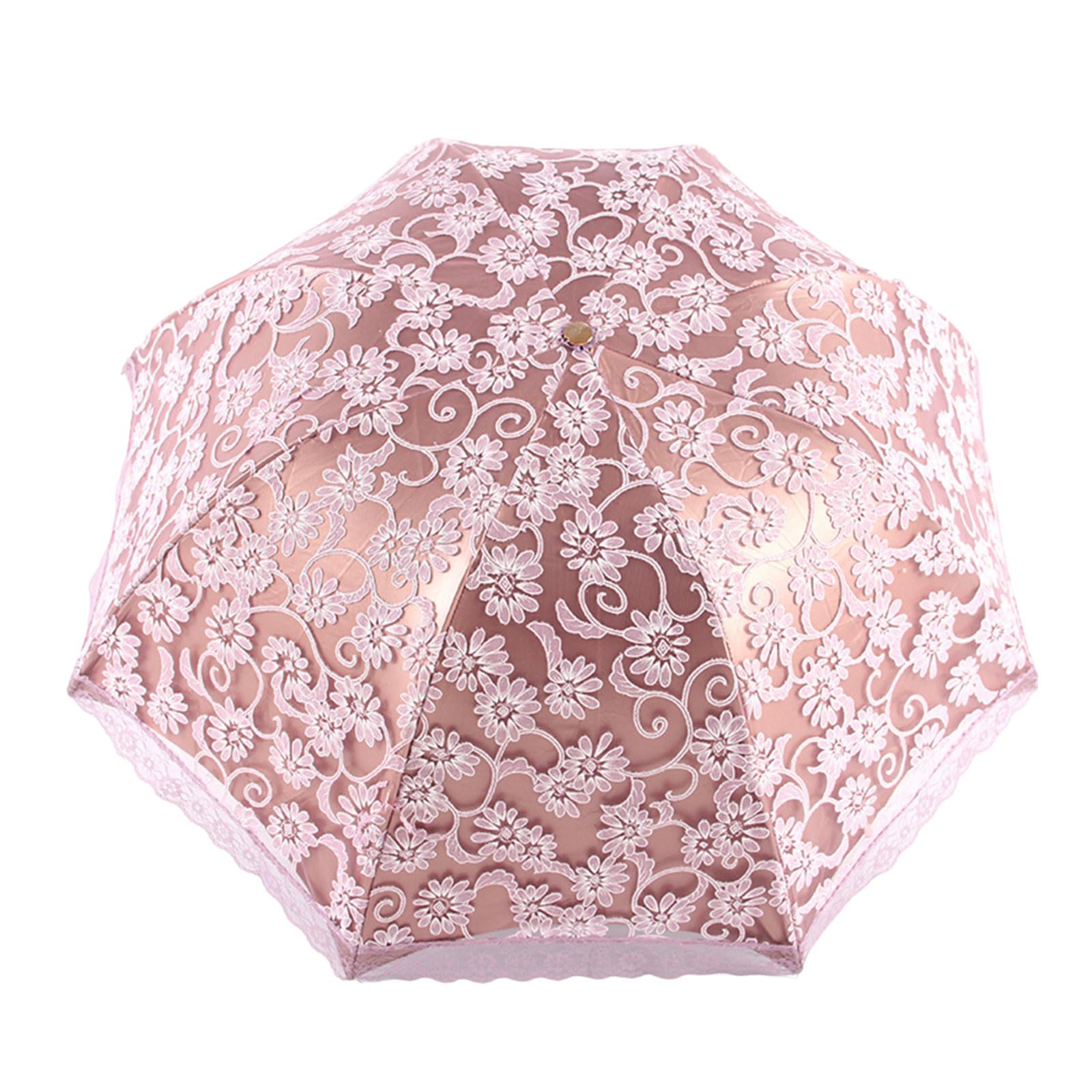 Buxuaaaa Women's B Uxuaaaa Embroidery Umbrella Coating 3 Folding Protections Sun Umbrella For Lace