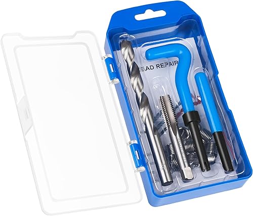 Miniatura 8 de Kit de reparación de roscas SAE de 38-16 pulgadas, kit de reparación de helicoidales de taladro HSS de 38-16 pulgadas para reparación de agujeros de