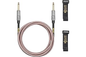 10ft Copper & Gray Braided Jacket Instrument Cable Guitar Cord