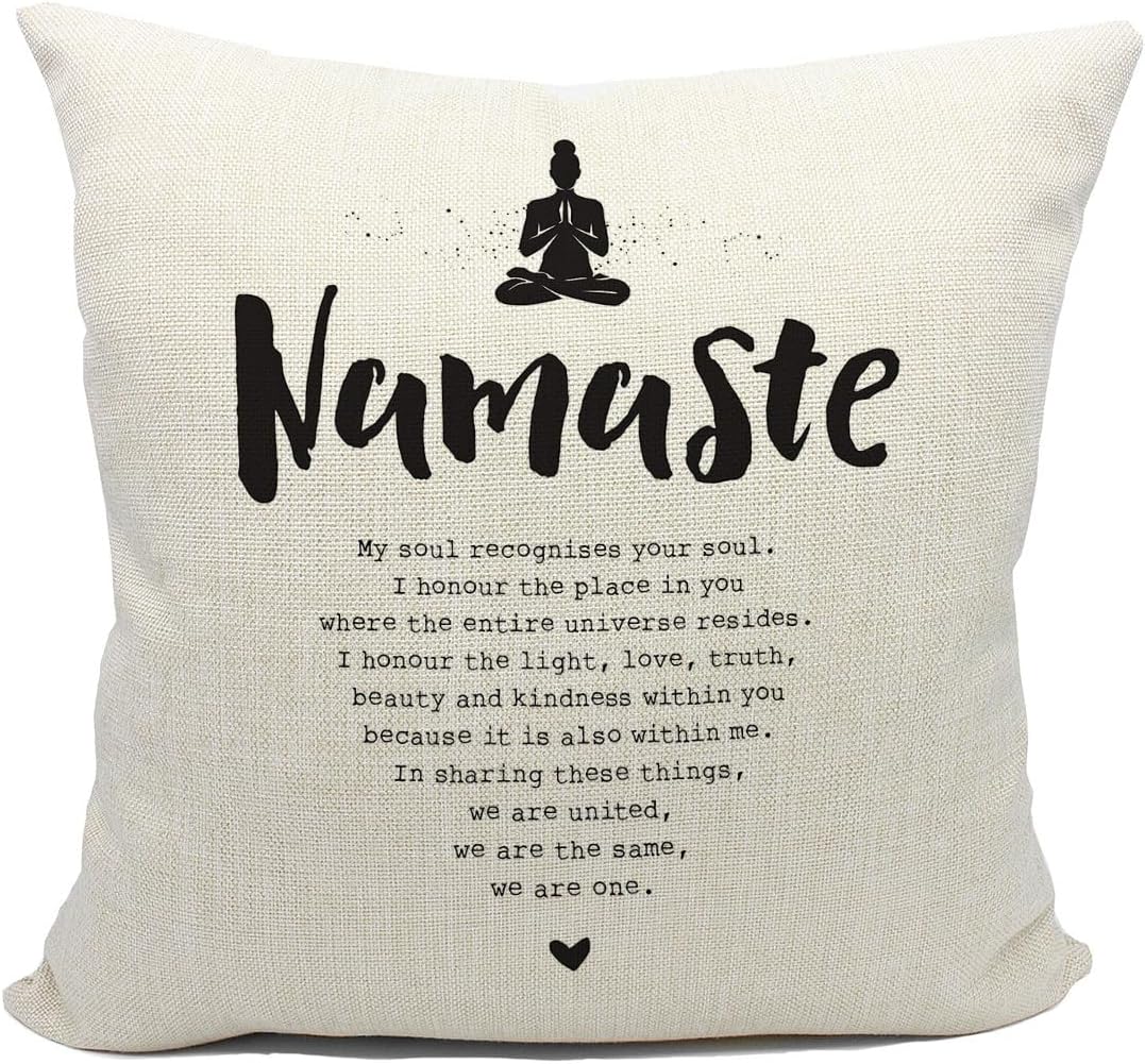 Mancheng-zi Meditation Pillow, Zen Decor - 18x18 Yoga Pillow Covers for Meditation Room, Namaste Decor