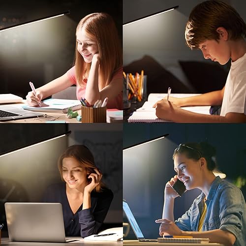 Miniatura 8 de Lámpara de escritorio LED, lámpara de escritorio con puerto de carga USB, 5 modos de color, 10 brillo, luz natural, lámpara de lectura para el