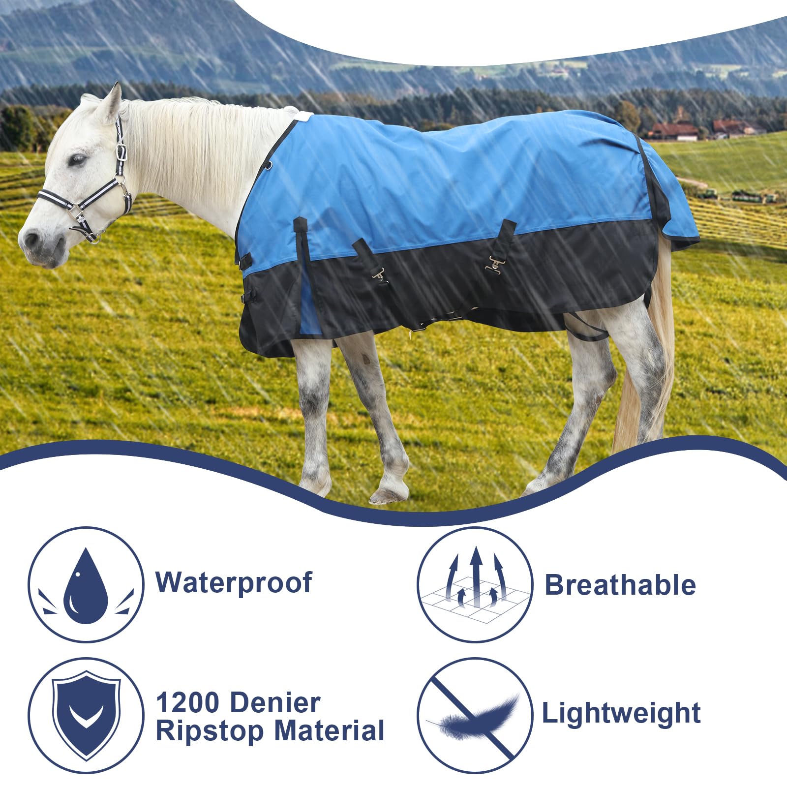 Gallopoff 1200D Ripstop Lightweight No-Fill Turnout Horse Rug - Image 3