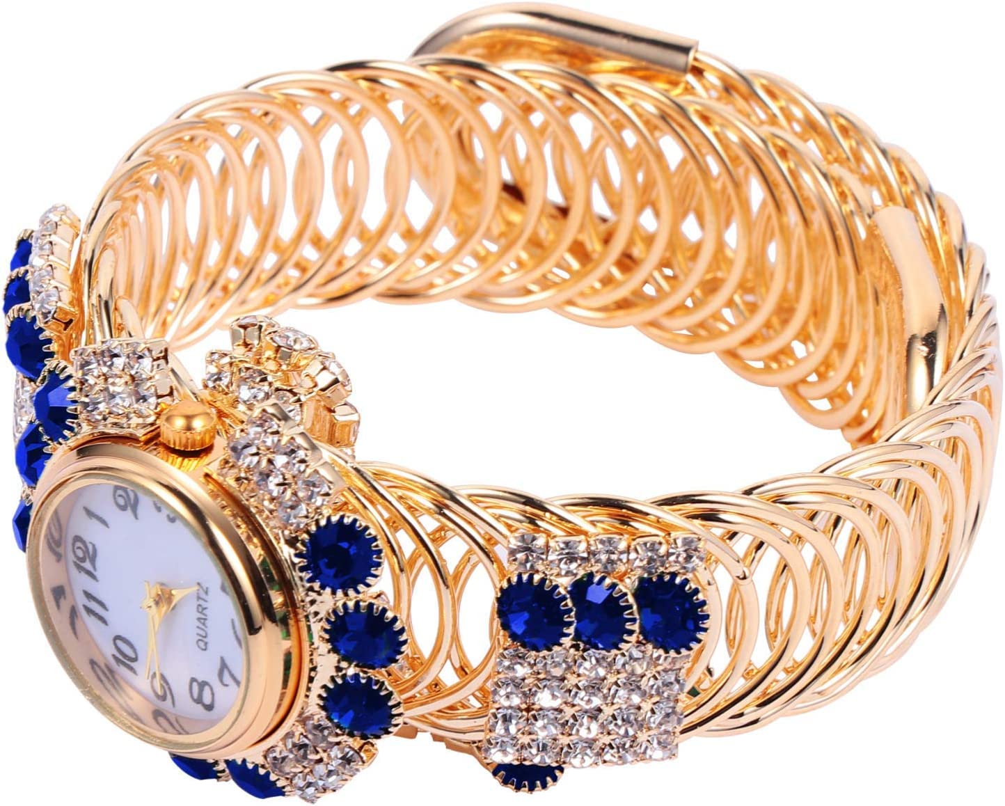 ELECDON Women's Bangle Watch, Quartz Shiny Gold Watch with Crystal Rhinestones Diamonds, for Women's Wrist Jewelry, Fashion Ladies Bracelet Bracelet Watch, Elegant Bracelet Wrist Watch for Women