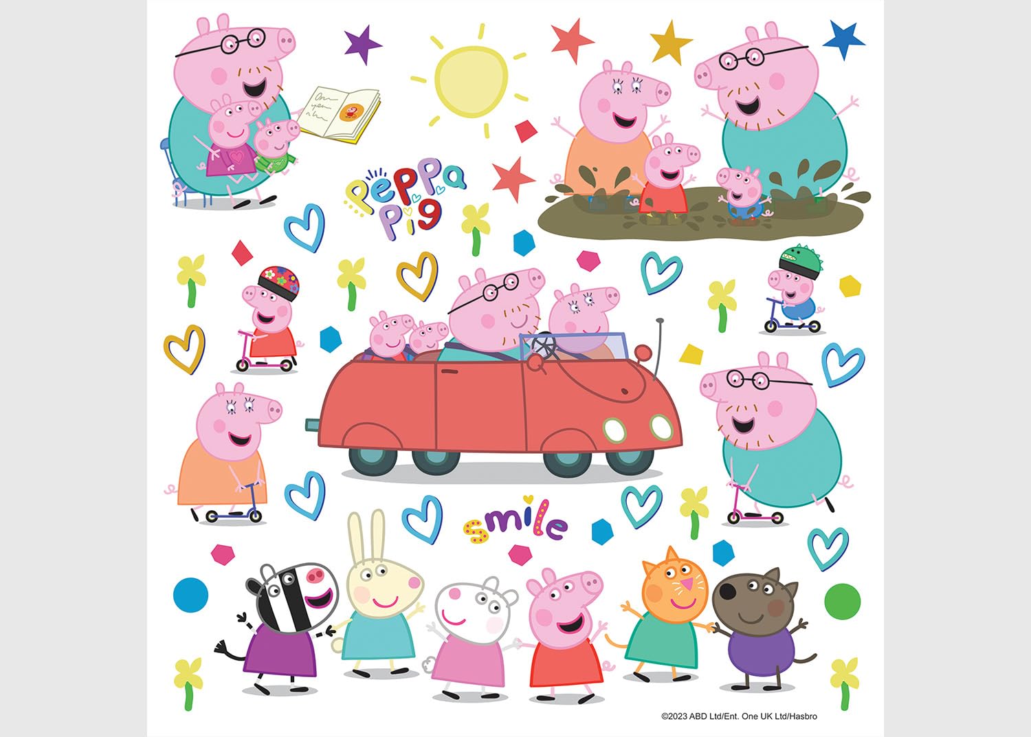 AG Design Peppa Pig Car Children's Room Wall Sticker, Wall Sticker, Boy Decoration, 30 x 30 cm, ADKS 3848