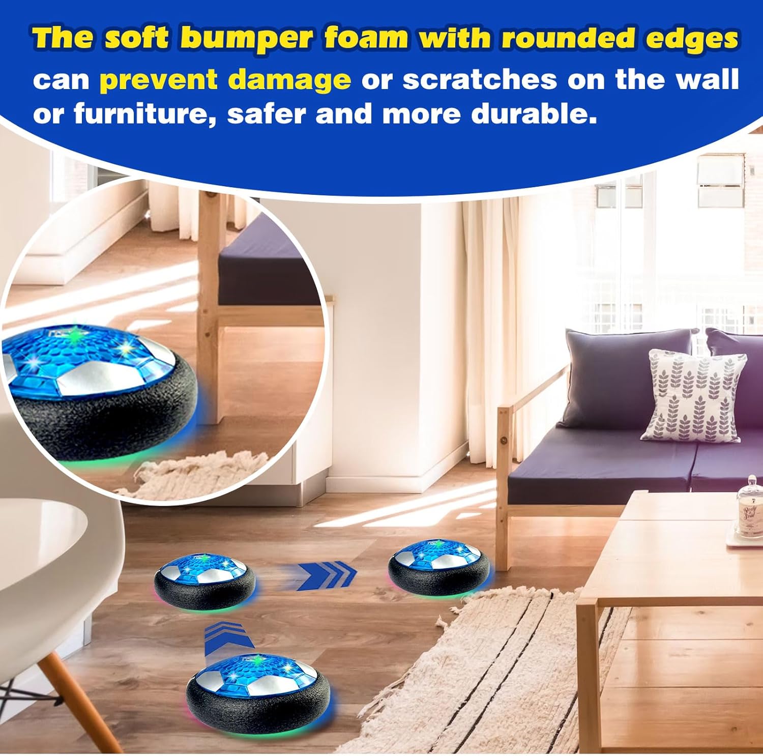 Foneso 3-in-1 Hover Soccer Ball, Kids Toddler Hockey Set with LED Lights,Indoor & Outdoor Toys for Kids, Soccer Gift for 3 4 5 6 7 8 9+ Year Old Boys Girls Birthday Gifts