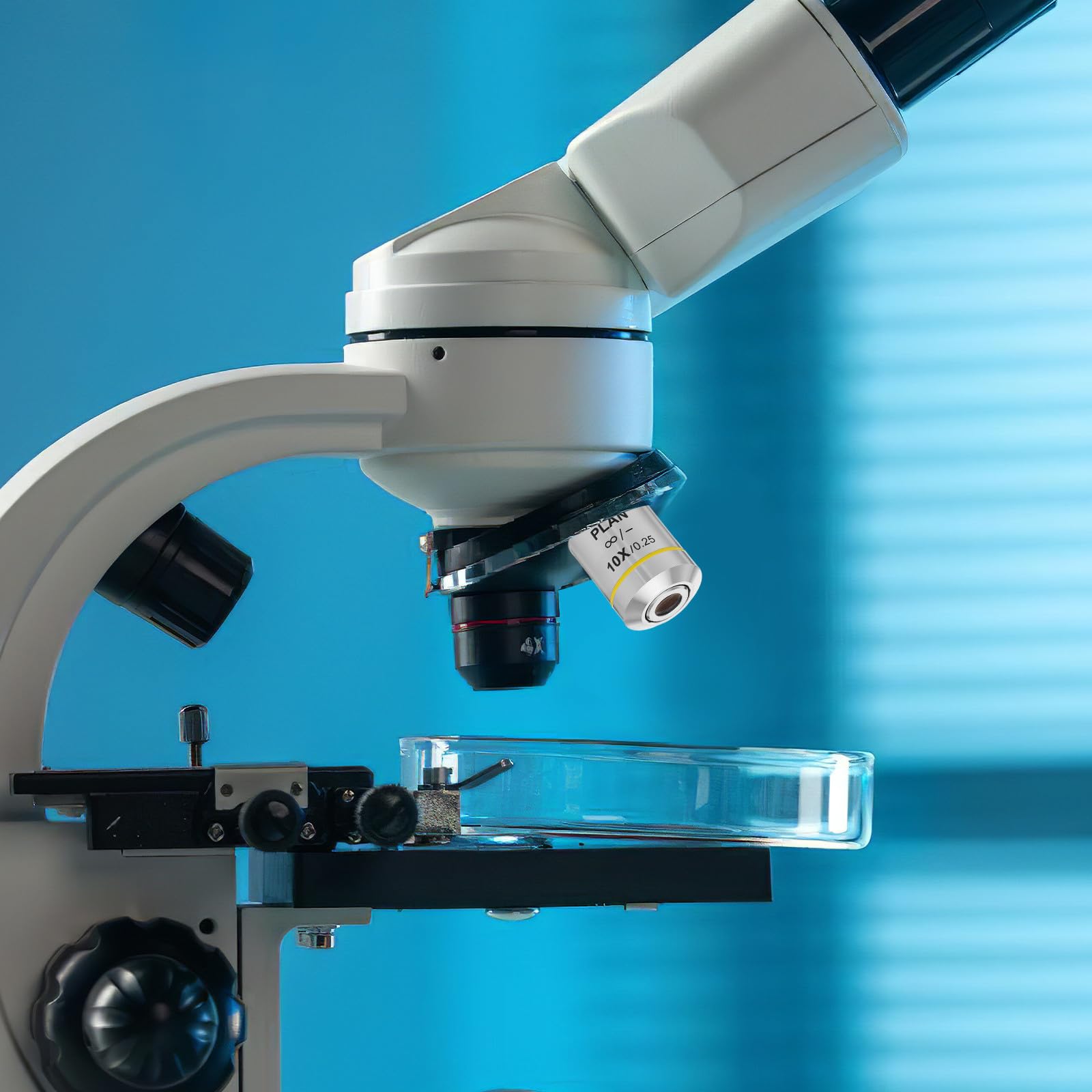 Lente de Repuesto para Objetivo del Microscopio Biológico 10x Cobre, Contraste Mejorado y Fidelidad de Color para Análisis y Observaciones Detalladas