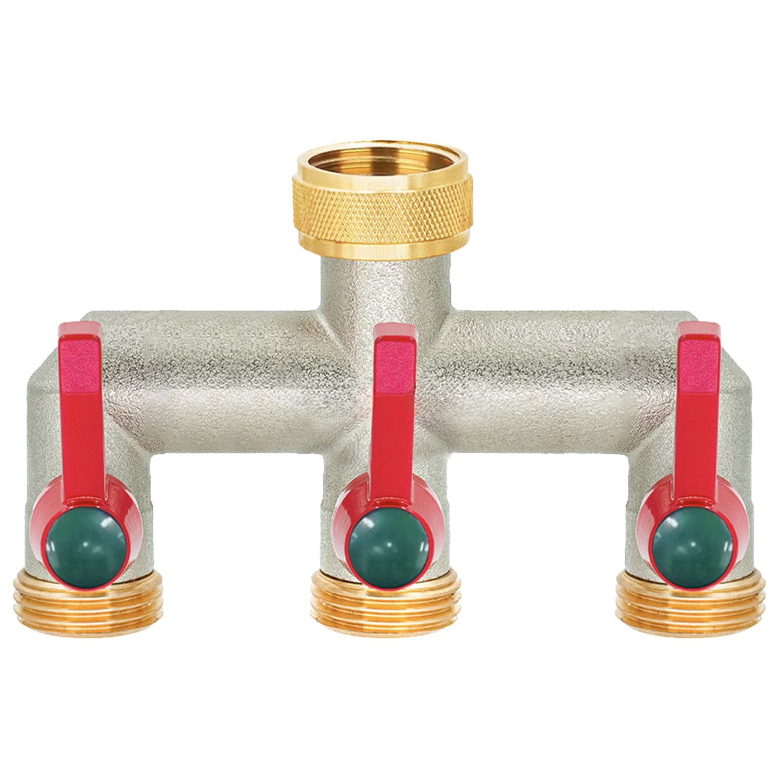 3 Vie Rubinetto Distributore Acqua, Distributore Dell'acqua a 3 Vie, Distributore per Rubinetto a 3 Vie, Rubinetto Da 3/4 In Ottone, Valvola a Sfera per Regolare E Bloccare Il Flusso D'acqua