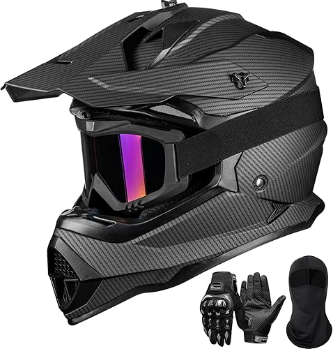 Miniatura 7 de ILM - Cascos para bicicleta de tierra para adultos, hombres y mujeres, para motocross, ATV, todoterreno, con gafas, guantes, máscara, modelo DOT