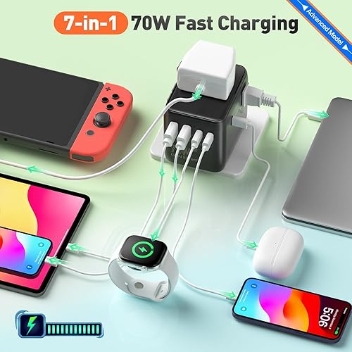 Miniatura 3 de Adaptador de enchufe de viaje europeo internacional de 70 W - Adaptador de enchufe de viaje universal rápido HICHOR para Estados Unidos a Europa