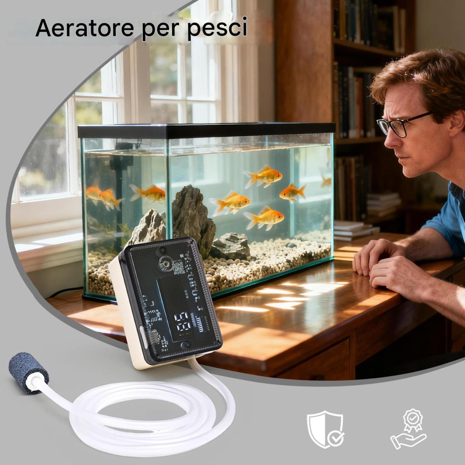 Pompa Aria Per Acquario,Ricaricabile Trasparente | Pompa Per Esche Vive Ricaricabile - Per Utilizzo In Casa Campeggio Attività All'aperto Viaggi Manutenzione Laghetto Barca Acqua Salata E Acqua