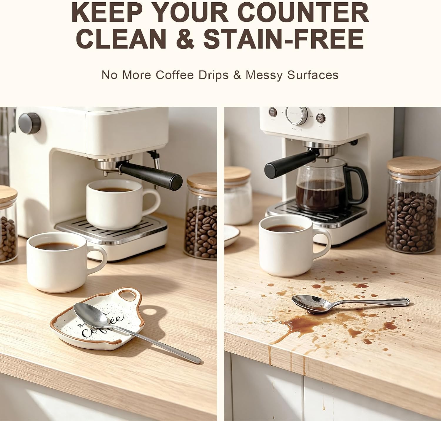 But First Coffee Spoon Rest, Ceramic Mug Shaped Holder for Bar Station Decor, Cute Countertop Drip Protector, Unique Espresso Accessories & Gifts