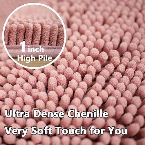 Miniatura 5 de Alfombras de baño de 16 x 24 pulgadas, felpilla de lujo, extra suave y absorbente, lavable a máquina, PVC fuerte antideslizante, tapetes de felpa