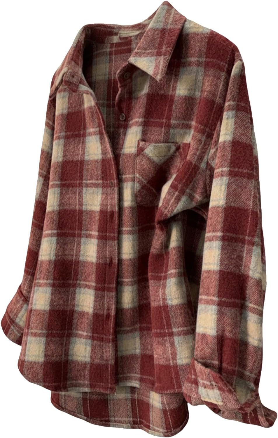 GORGLITTER Women's Gingham Tops Casual Plaid Flannel Shirt Long Sleeve Button Down Shackets Collared Boyfriend Blouses