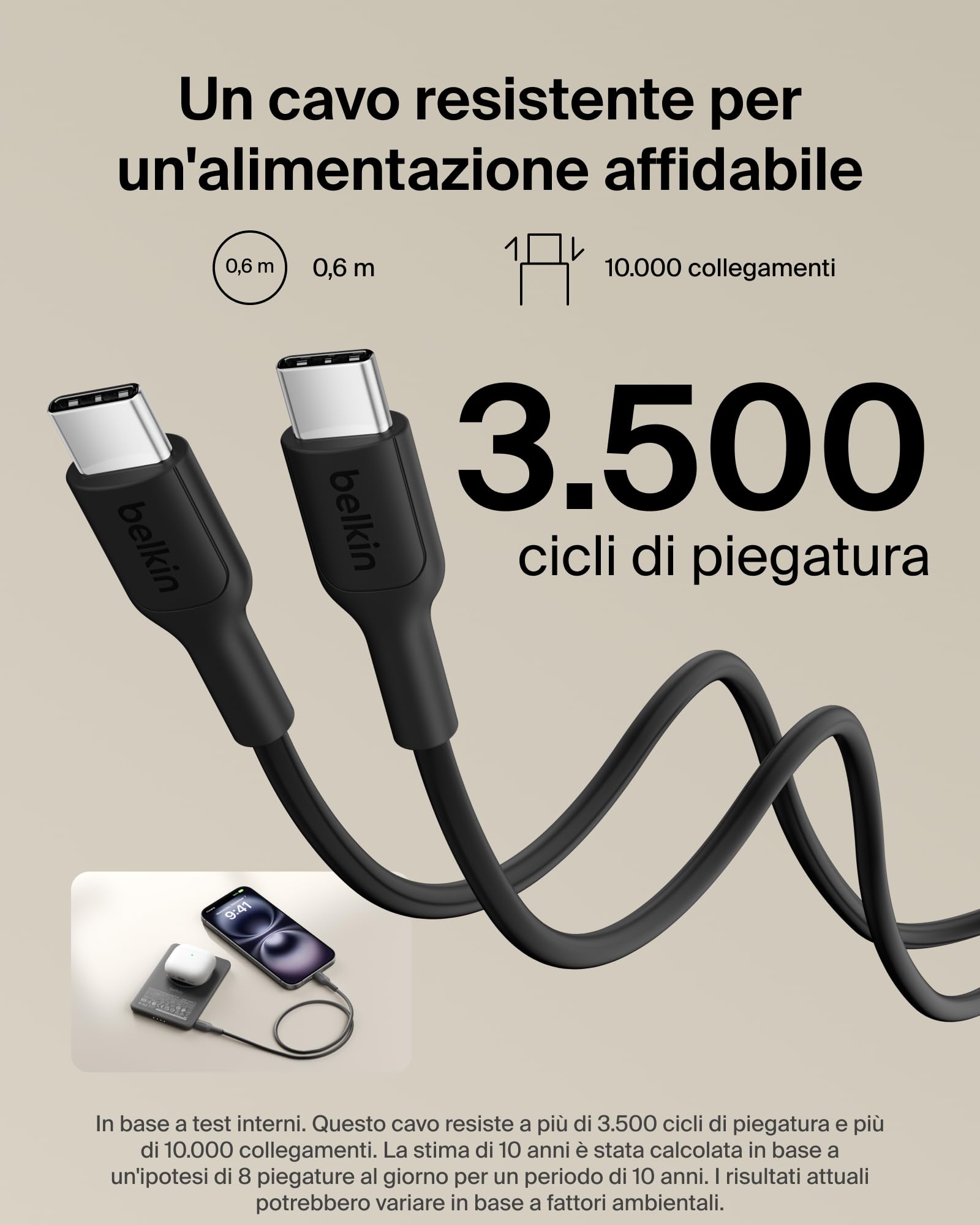 Belkin BoostCharge Power Bank Magnetico 5000mAh, Qi2 7.5W Caricatore Portatile Sottile con Anello Magnetico e Porta USB-C, Cavo USB-C Incluso, Power Bank per iPhone, Galaxy, Pixel, iPad e altro, Nero