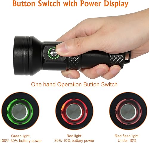 Miniatura 2 de Willcrew DX11 - Linterna LED subacuática de 1050 lúmenes, linterna de buceo impermeable IP68 de 492.1ft, linterna de mano recargable de 4 modos, con