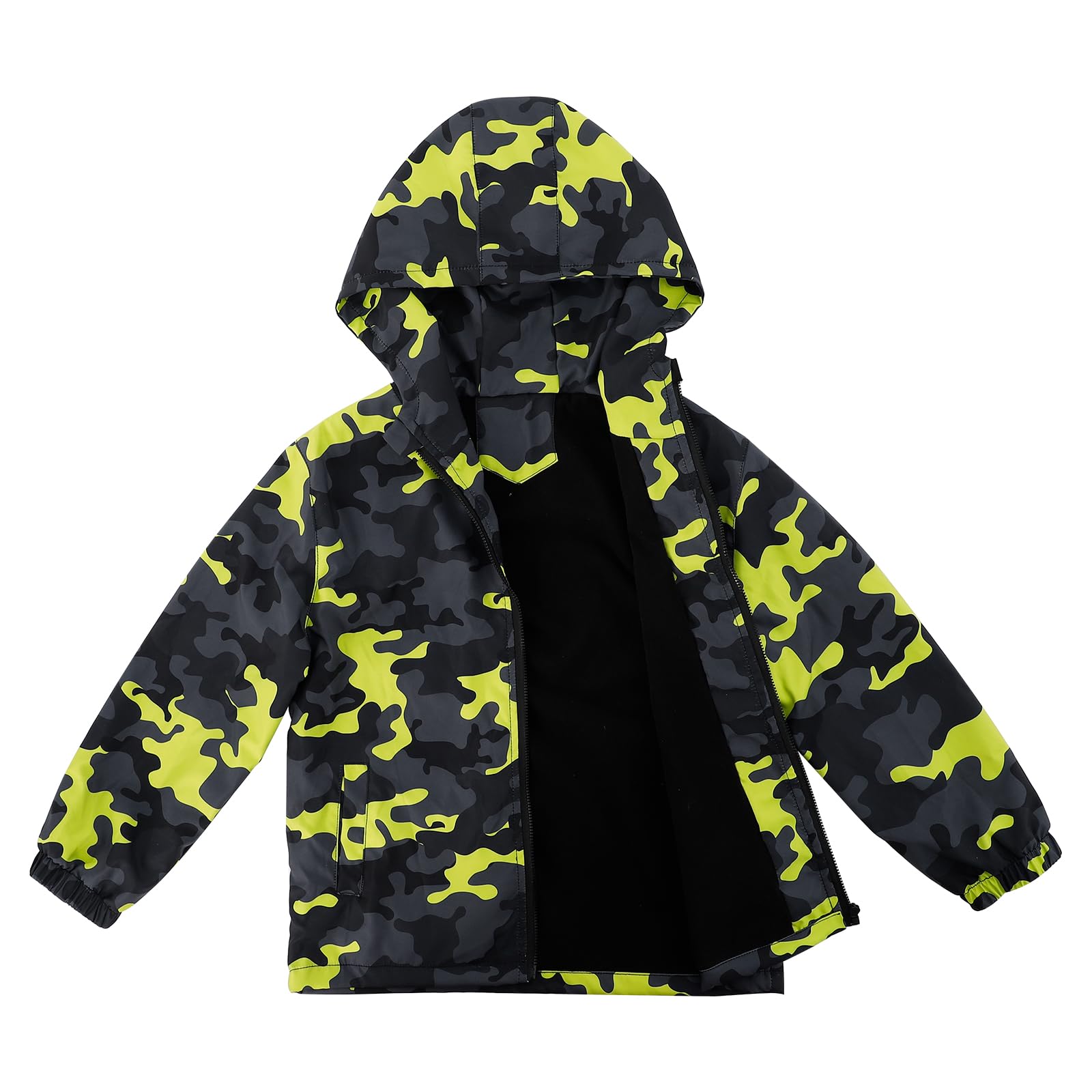 LACOFIA Veste Imperméable Enfant Garçon avec Doublure Polaire Veste Chaud Coupe Vent à Capuche Blouson de Pluie Automne/Hiver pour Enfants 3~12 ans