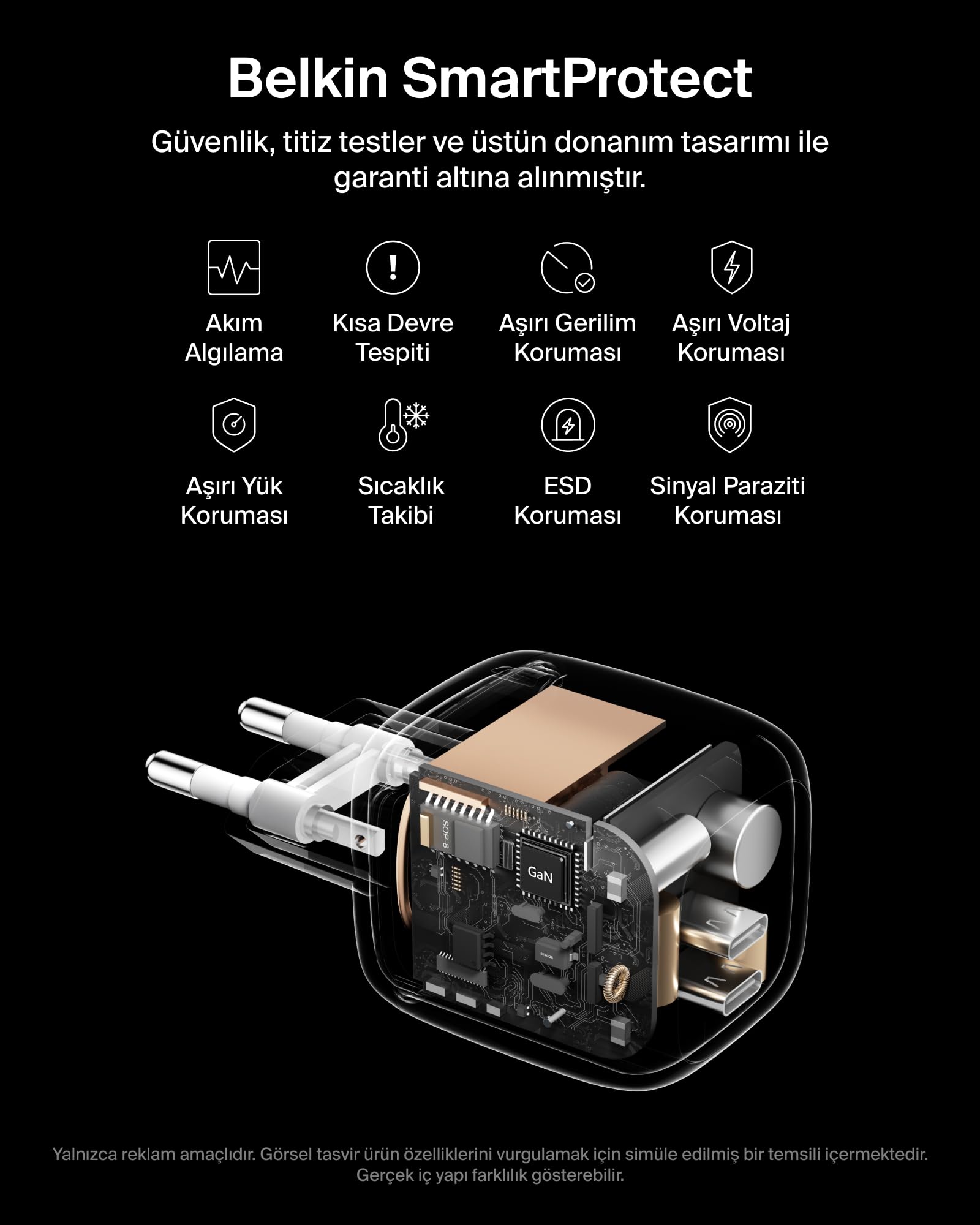 Belkin BoostCharge Pro 2 Portlu USB-C Şarj Cihazı 67 W, hızlı şarj
