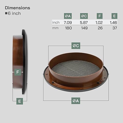 Miniatura 2 de Vent Systems 6 pulgadas - Negro - Cubierta de ventilación Soffit - Rejilla de ventilación redonda - Cubierta de parrilla - Pantalla de insectos