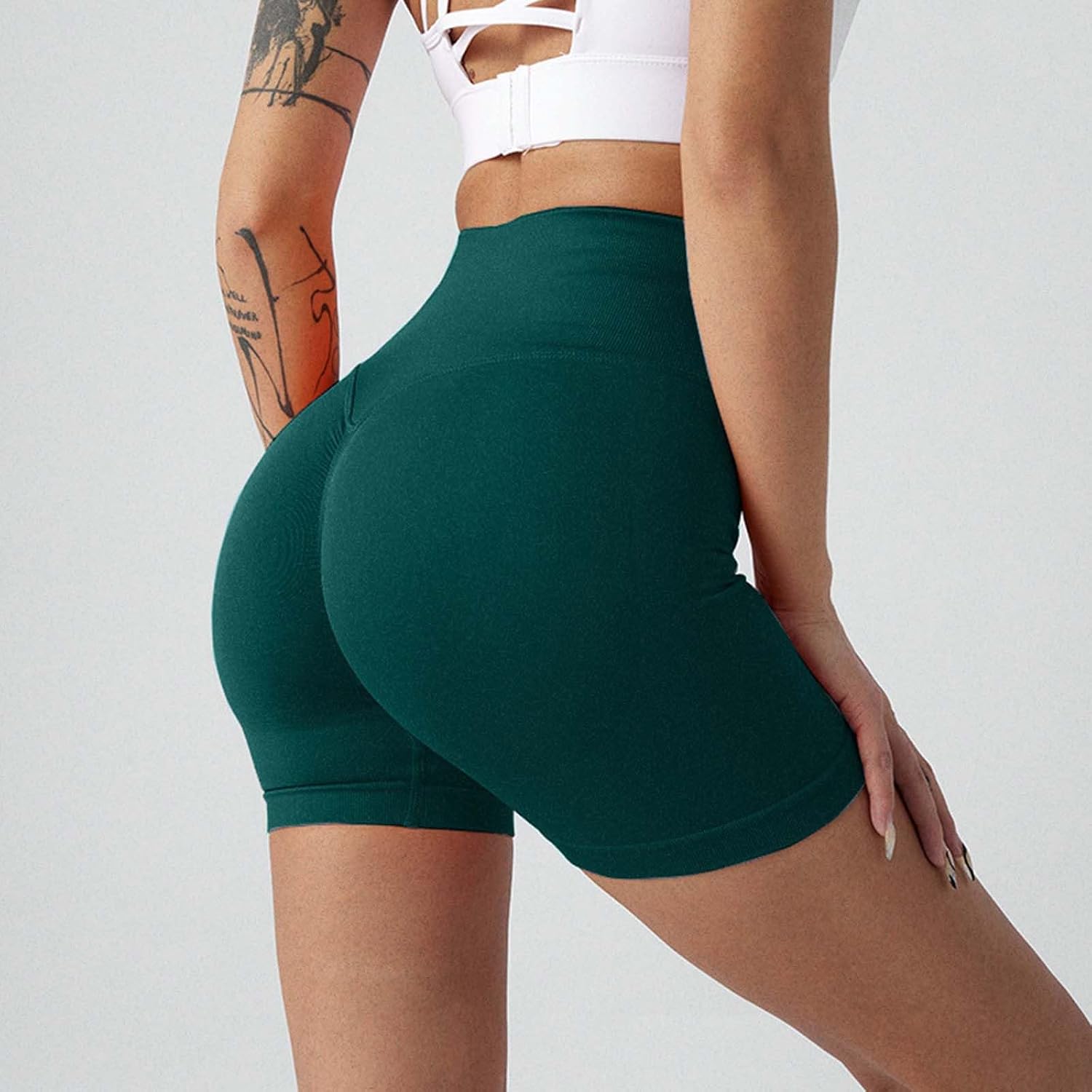 Ladies High Waist Shorts Solid Tummy Control Summer Butt Lift Bottom Women's Yoga Quick Dry Running Seamless Short