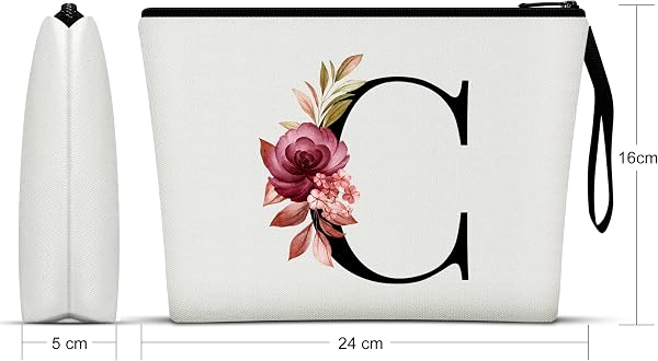 A-Z Personalized Makeup Bag,Birthday Gifts for Women Mom,Gifts for Best Friend,Bride Bridesmaid Cosmetic Bag(C) - 2