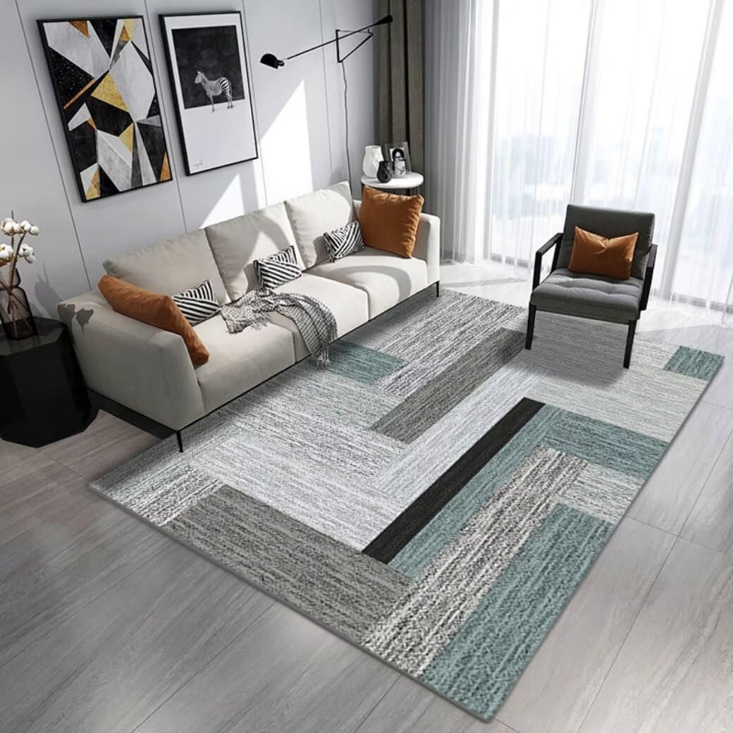Tapis moderne salon 100x160cm géométrique multicolore lavable