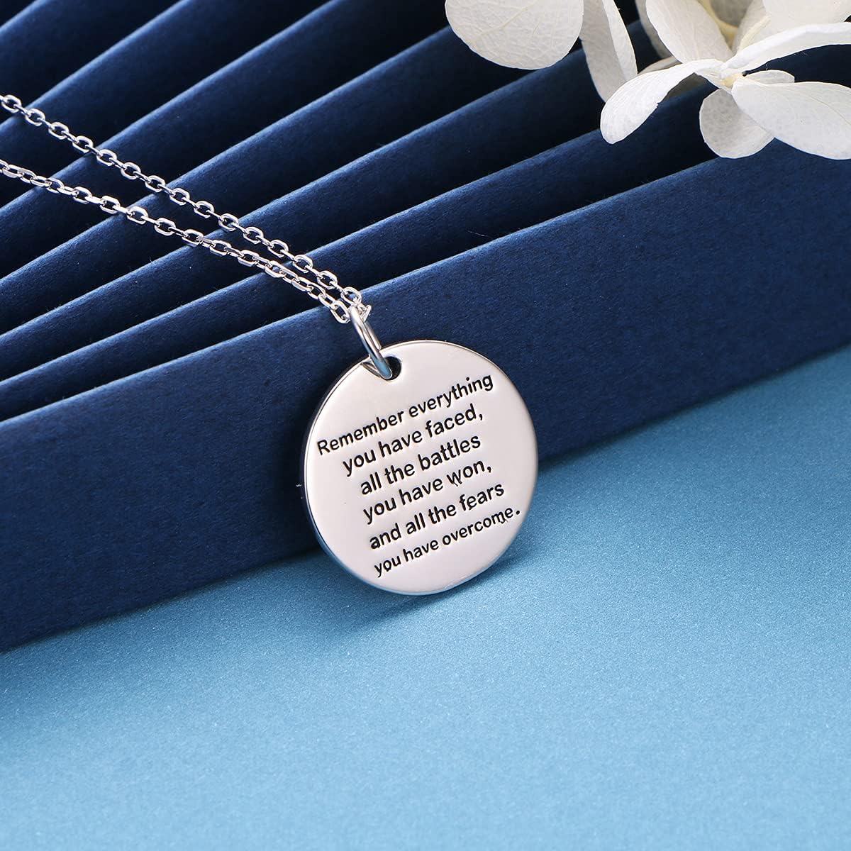 Alphm S925 Sterling Silver Bible Verse Inspirational Faith Heart Courage Pendant Necklace for Women Men Gift Jewelry - Image 3