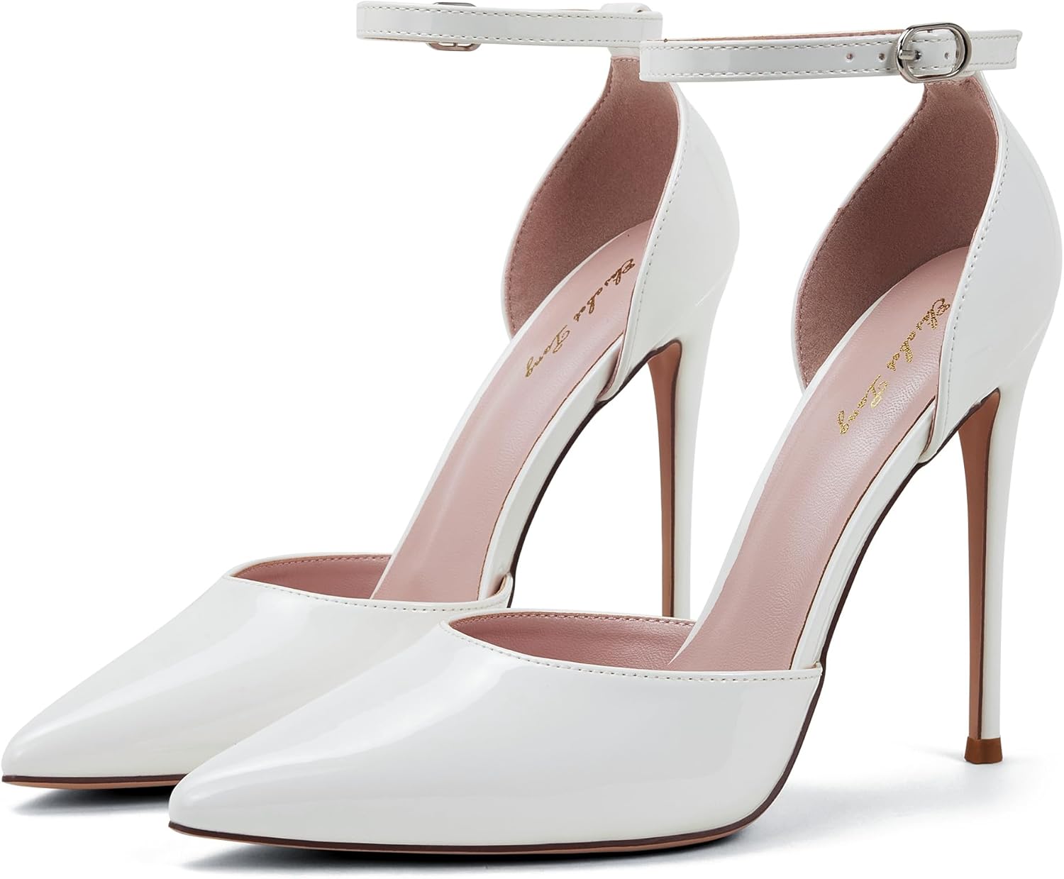 Elisabet Tang High Heels, Women Pumps D'Orsay Ankle Strap Pointed Toe Stiletto Heels Party Wedding Shoes