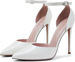 High Heels, Women Pumps D'Orsay Ankle Strap Pointed Toe Stiletto Heels Party Wedding Shoes