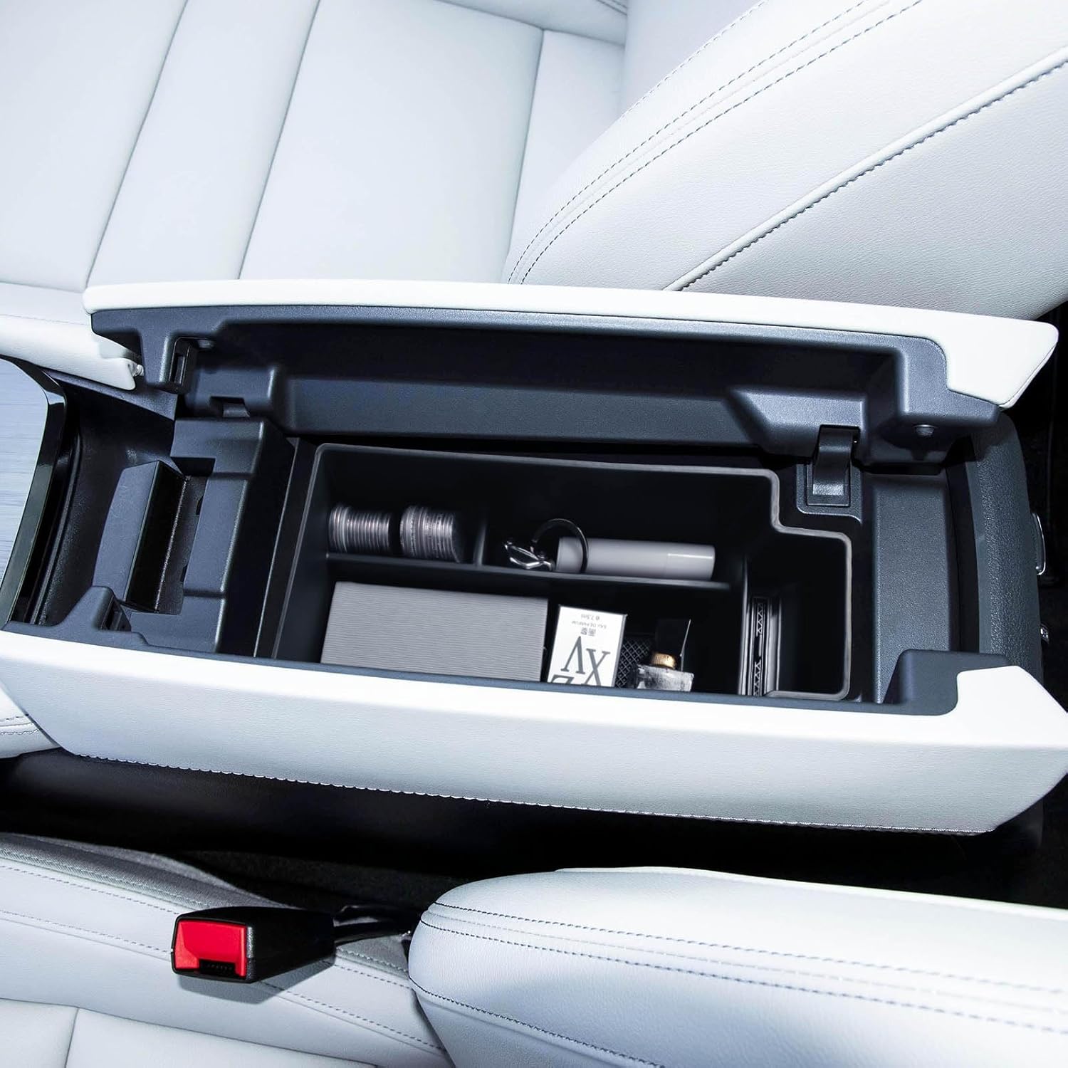 HGWEI 2PCS Center Console Organizer Compatible with Nissan Rogue 2021-2026 Interior Accessories, Rogue Lower Console Armrest Storage Box Insert Secondary Tray (Not for Rogue Sport), Black