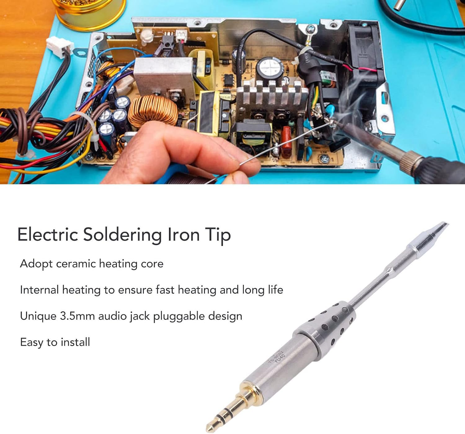 Solder Iron Tip, Aluminum Alloy Electric Soldering Iron Ceramic Heating Core Mini Soldering Iron Tip Smart Soldering Iron Bit, Parts & Accessories (TS-BC02)