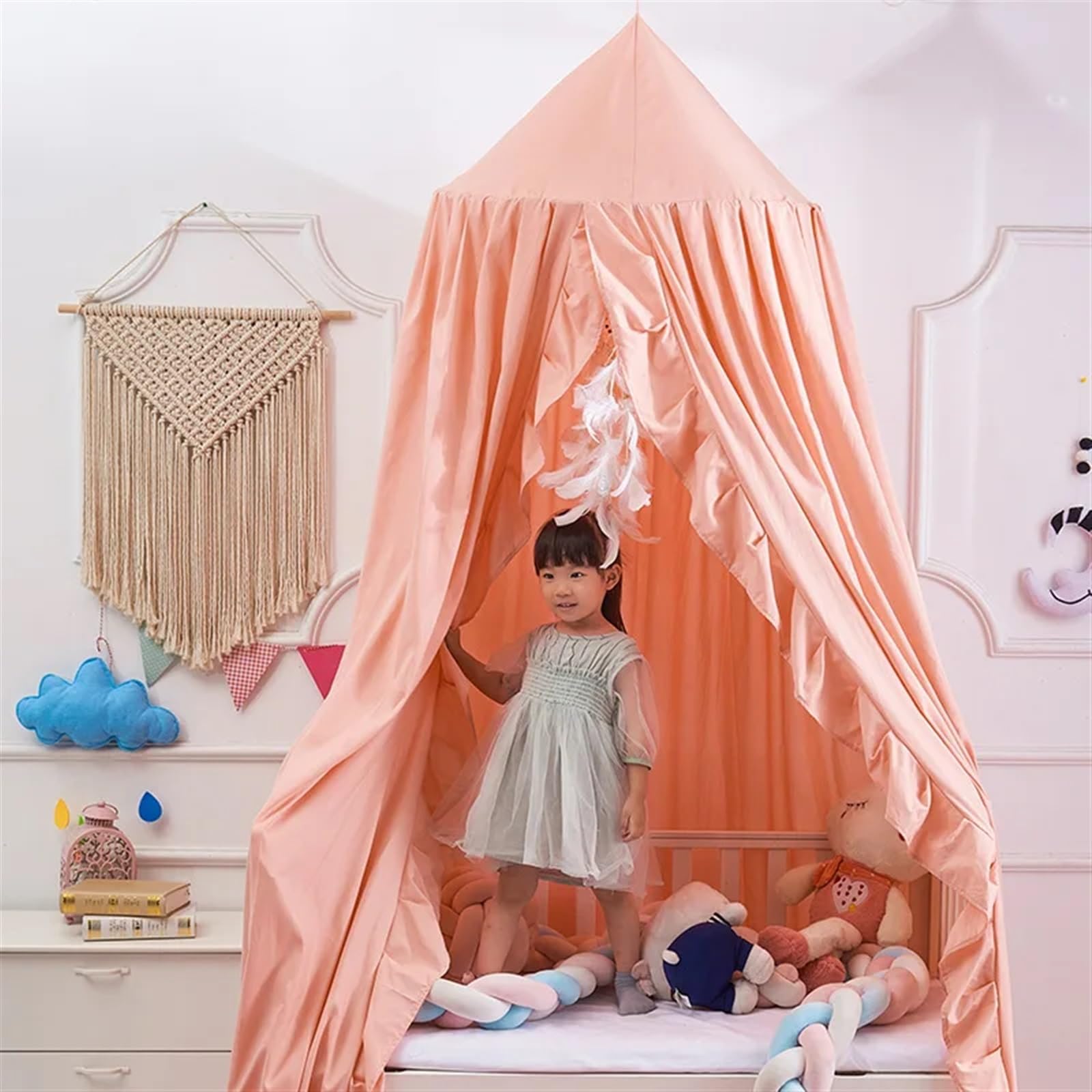 Biancheria da letto for bambini sospesa Tende for letto a cupola Tende a baldacchino Zanzariera Copriletto Tende for bambini che leggono Giocando Decorazioni for la casa(Pink)