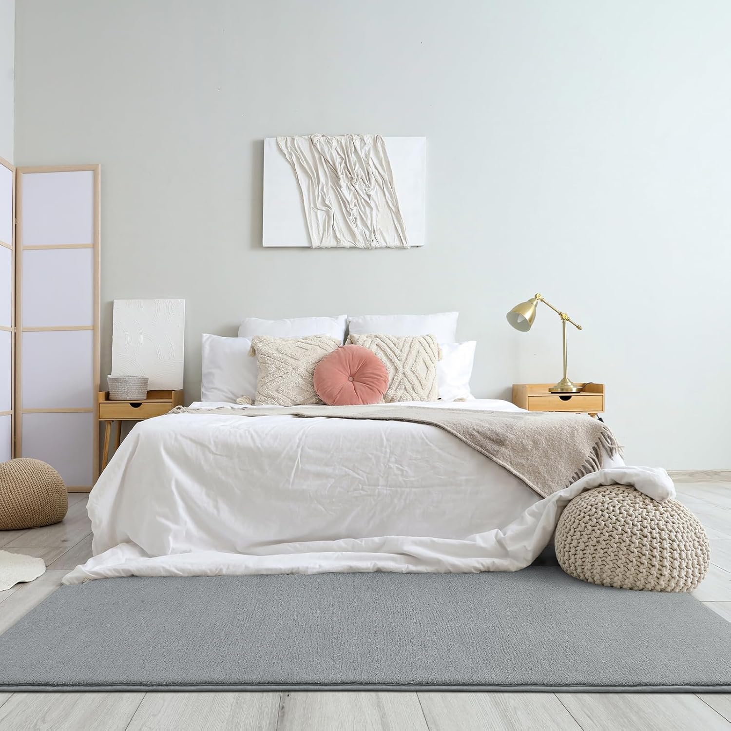 Amearea Modern Soft Hallway Runner Rug, 2x6 Feet Washable Runner Rugs for Hallway, Grey Fluffy Rug Bedroom Bedside Rugs, Non Slip Memory Foam Rug Carpet for Entrance Kitchen Living Room Decor