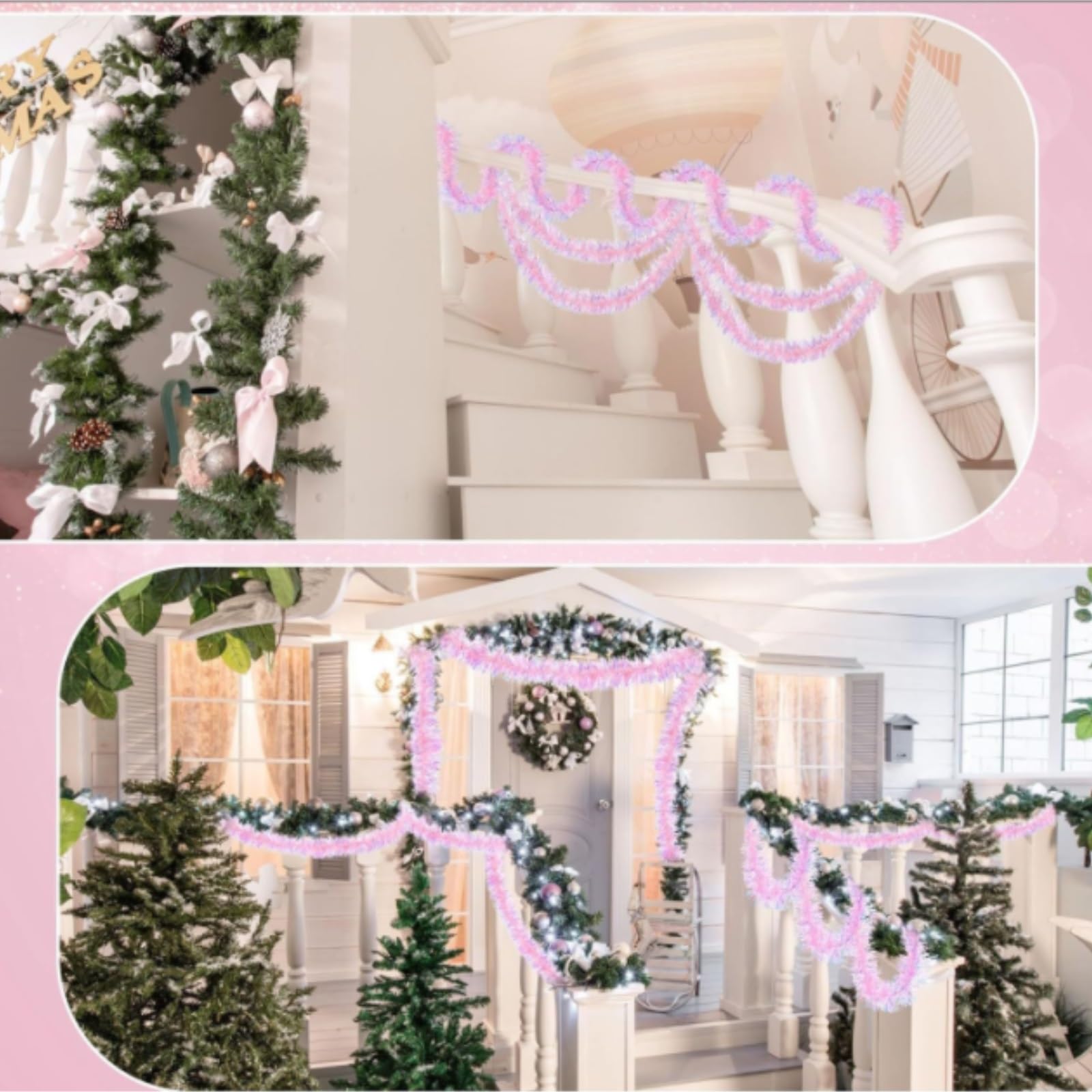 Lametta Weihnachtsbaum 6,5 Fuß Lange Lametta-Girlande for Weihnachtsbaum, Party, Kamin, Hochzeit Girlande Weihnachten(9pcs)