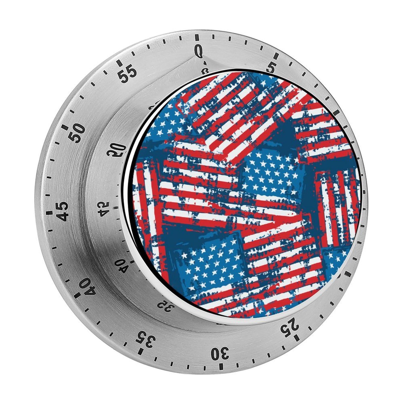 USA American Flag Patriotic Premium Circular Rotating Timer, Suitable for Kitchen and Bedroom