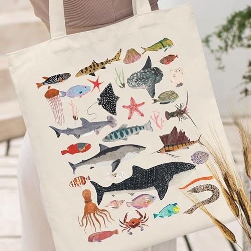 Miniatura 9 de Andeiltech Bolsa de lona estética para mujer con bolsillo interior, bolsa de hombro para libros, bolsas reutilizables para compras