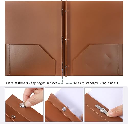 Miniatura 5 de Glenmal 12 carpetas de plástico de bolsillo de polietileno de 3 puntas, carpetas de archivos con sujetadores para suministros de papel para escuela,