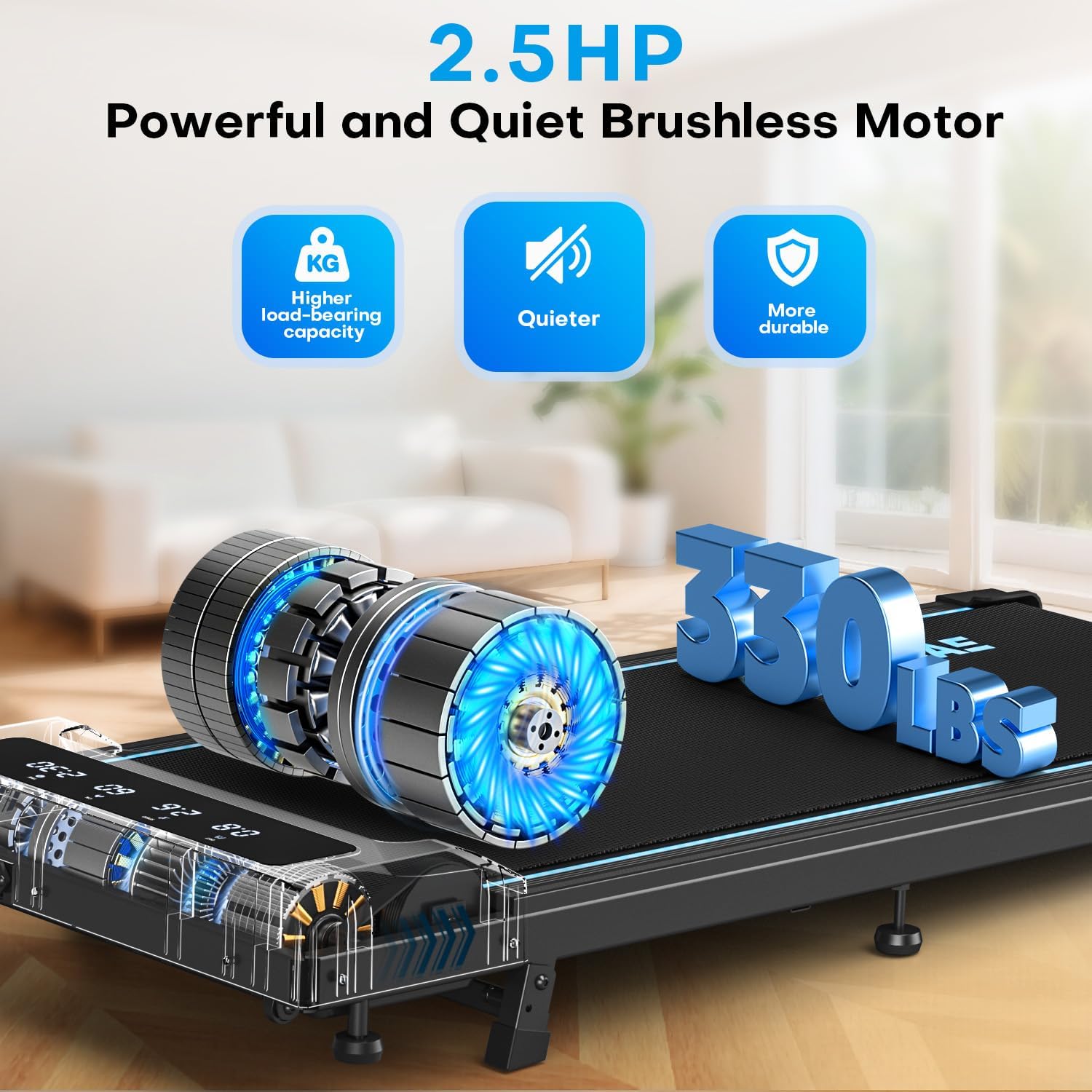 Diagram of 2.5 HP brushless motor and 330 LB capacity