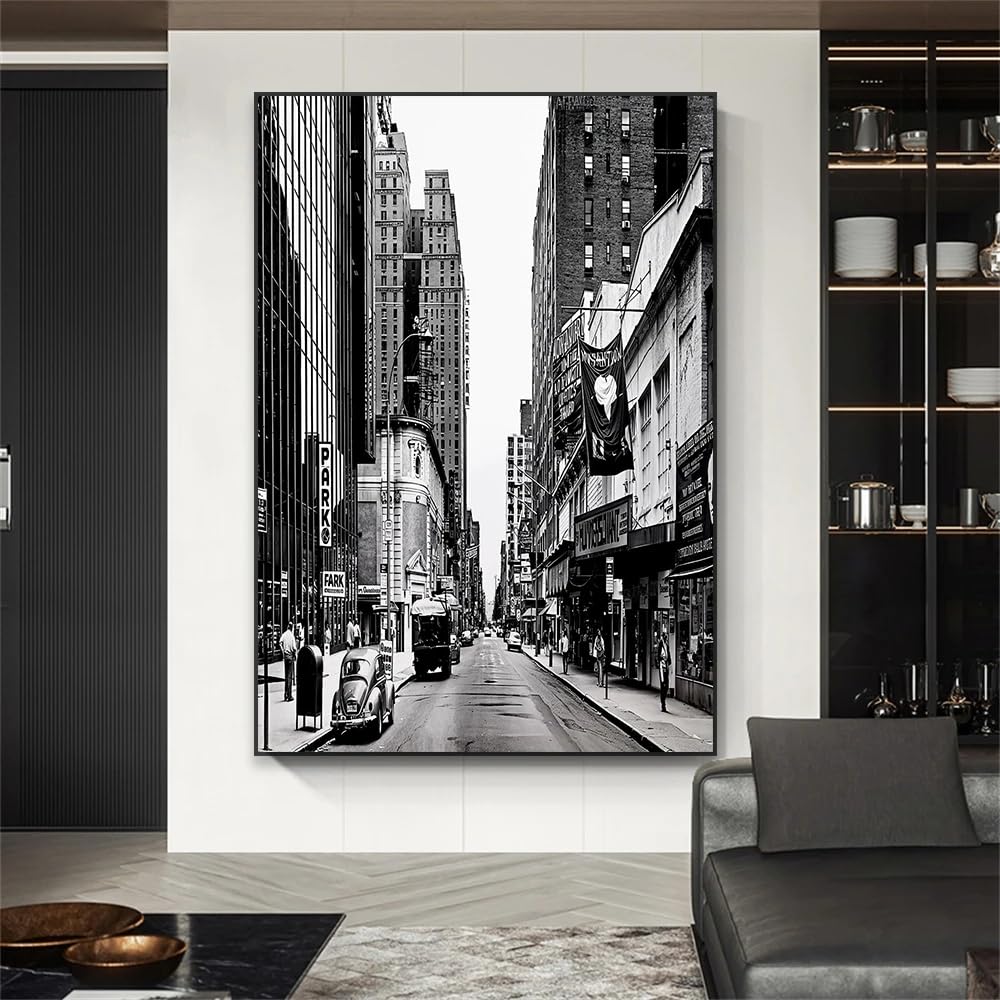 ZHUOYA Nowy Jork minimalistyczny druk czarno-biały plakat ścienny plakat na płótnie krajobraz dekoracja domu salon (70 x 100 cm)