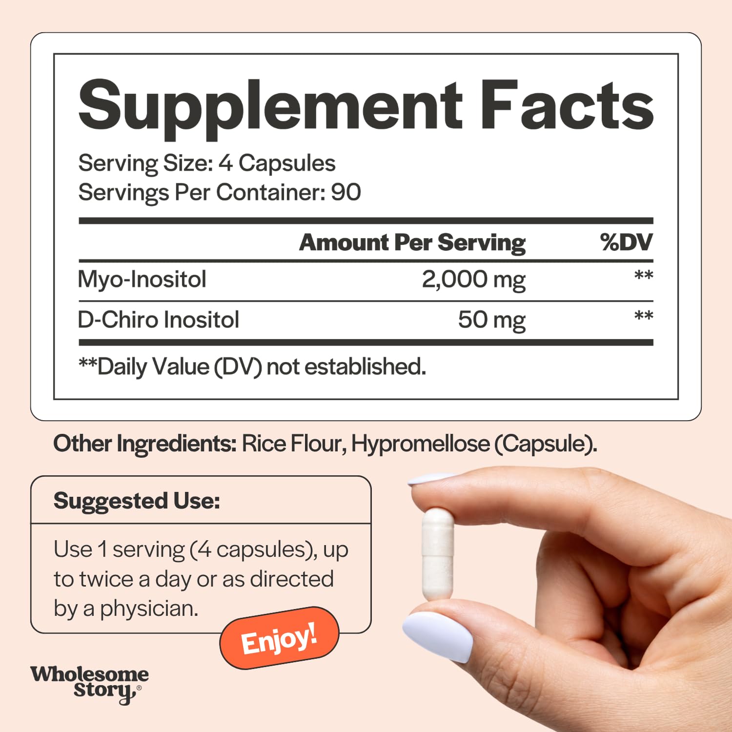 Wholesome Story Myo-Inositol & D-Chiro Inositol Supplement for Women | Fertility Supplements for Hormonal Balance & Ovarian Health Support | Myoinositol | Ideal 40:1 Ratio | 90 Servings — Amazon image 5