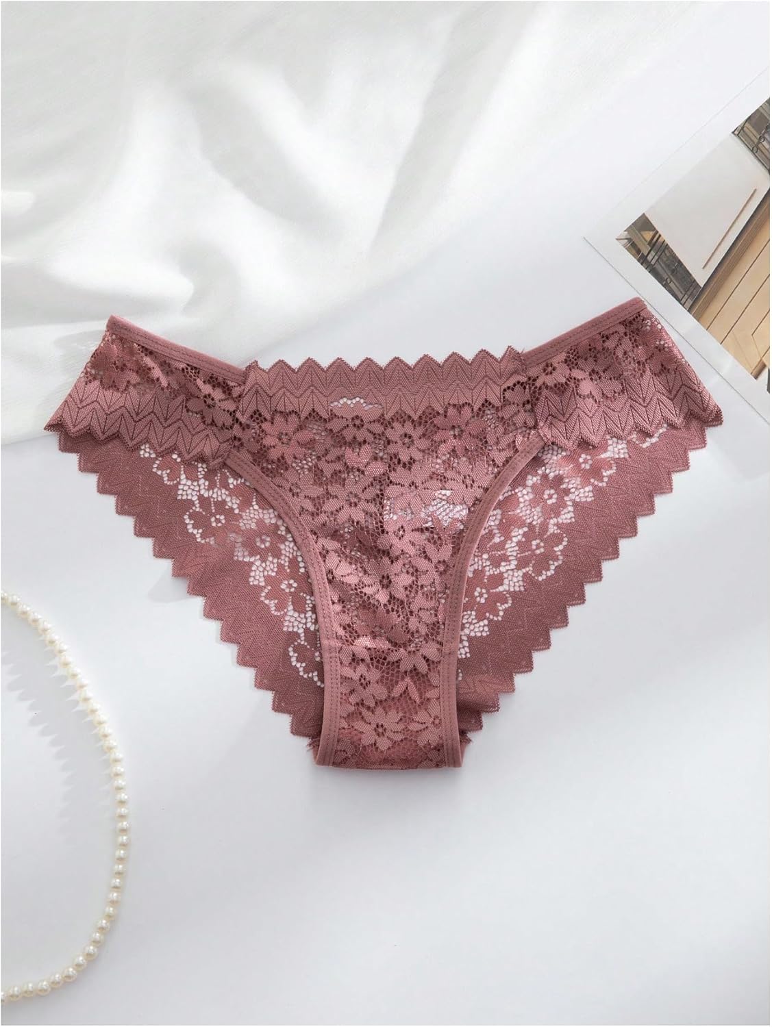 OYOANGLE Women's 12 Pack Lace Panties Set Sexy Low Rise Brief Cheeky Lingerie Underwear - Image 3