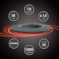 Vista 3 de WORKPRO - Juego de 20 discos de solapa, 4 de 1.27 cm, tamaño de eje de 2.22 cm, rueda amoladora abrasiva T29 de circonia y disco de lijado