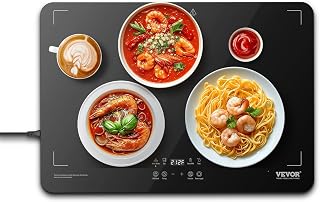 VEVOR Electric Warming Tray, Food Warming Trays for Buffet, Warming Trays with Adjustable Temperature Control, Portable Tempered Glass Food Warmer, Hot Plate Perfect for Parties, Catering, Holidays