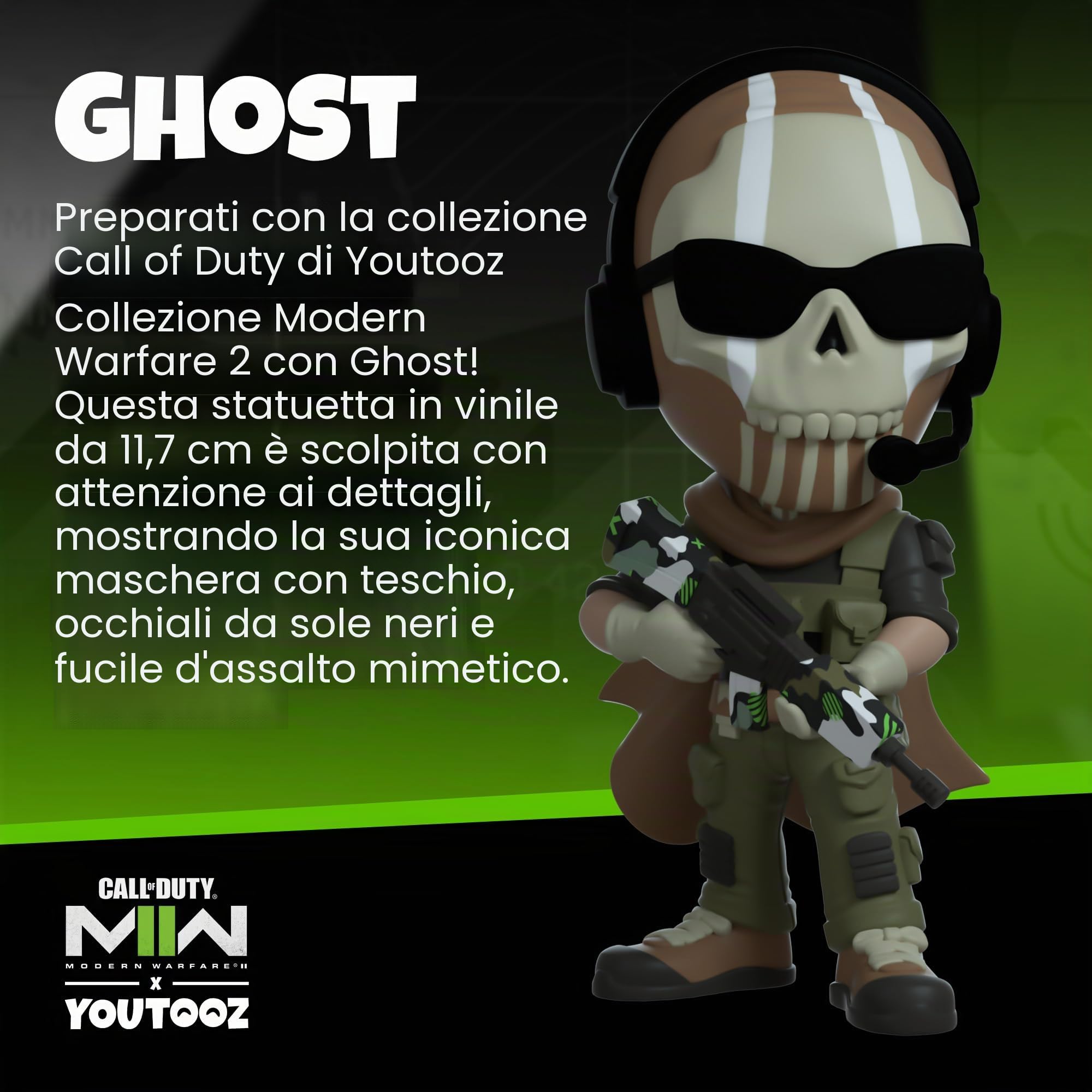 You Tooz Action figure di Ghost di Call of Duty, in vinile, da 11,7 cm, da collezione, con licenza ufficiale, del videogioco Call of Duty: Modern Warfare 2