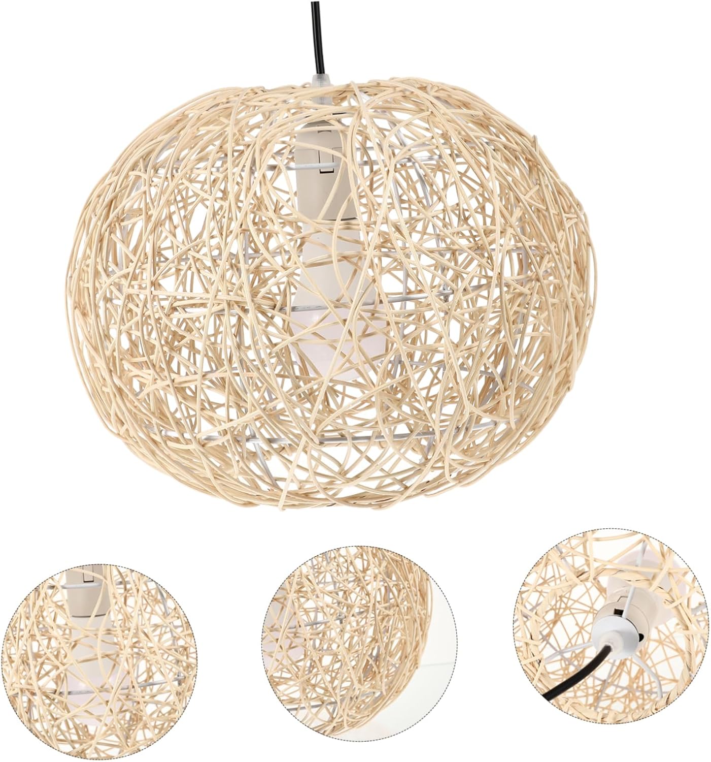 ARTIBETTER Bamboo Woven Rattan Chandelier Hanging Lamp Shade Ceiling Light Cover for Boho Decor