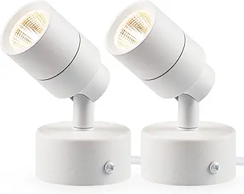 SUNVIE 2 Pack LED Indoor Spotlights, 3W, Warm White 3000K, 120V with Foot Switch and Adjustable Direction